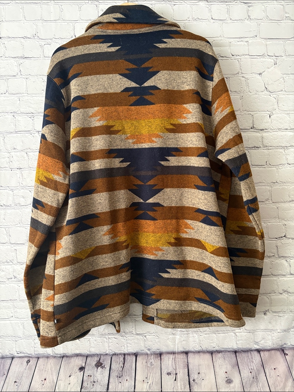 Southwestern Print Button Cardigan Jacket - Rust, Navy, Beige - Picture 6 of 6